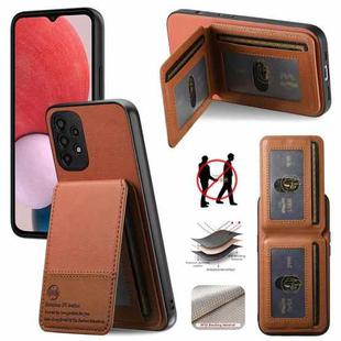 For Samsung Galaxy A13 5G / A04s Twill Fabric Leather Vertical Flip RFID Card Bag Phone Case(Brown)
