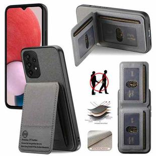 For Samsung Galaxy A52 Twill Fabric Leather Vertical Flip RFID Card Bag Phone Case(Gray)