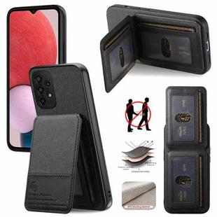For Samsung Galaxy A52 Twill Fabric Leather Vertical Flip RFID Card Bag Phone Case(Black)