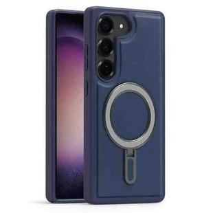 For Samsung Galaxy S23 5G Silver Shield MagSafe Holder Shockproof Phone Case(Blue)