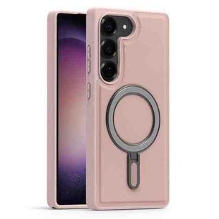 For Samsung Galaxy S23+ 5G Silver Shield MagSafe Holder Shockproof Phone Case(Pink)