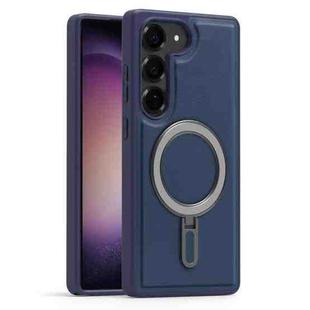 For Samsung Galaxy S23+ 5G Silver Shield MagSafe Holder Shockproof Phone Case(Deep Blue)