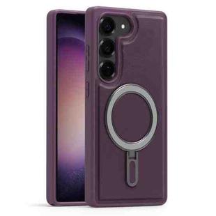For Samsung Galaxy S23+ 5G Silver Shield MagSafe Holder Shockproof Phone Case(Purple)