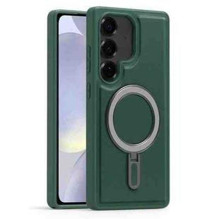 For Samsung Galaxy S24+ 5G Silver Shield MagSafe Holder Shockproof Phone Case(Green)
