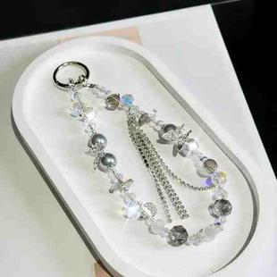 Alloy Butterfly Tassel Beads Mobile Phone Chain(Grey)