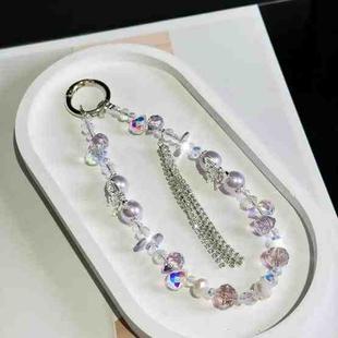 Alloy Butterfly Tassel Beads Mobile Phone Chain(Purple)