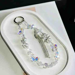 Alloy Butterfly Tassel Beads Mobile Phone Chain(White)