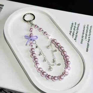 Bow Glass Pearl Mobile Phone Chain(Purple)