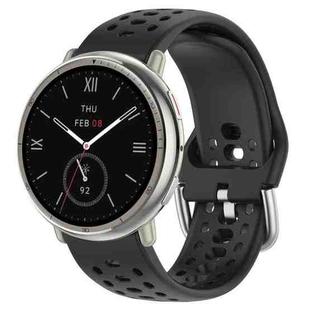 For Amazfit Active 2 Holes Style 22mm Silicone Sport Watch Band(Black)