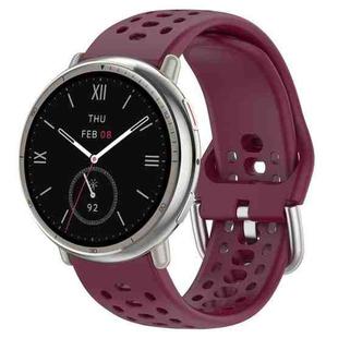 For Amazfit Active 2 Holes Style 22mm Silicone Sport Watch Band(Wine Red)