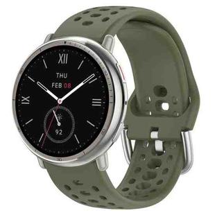 For Amazfit Active 2 Holes Style 22mm Silicone Sport Watch Band(Army Green)