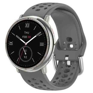 For Amazfit Active 2 Holes Style 22mm Silicone Sport Watch Band(Space Grey)