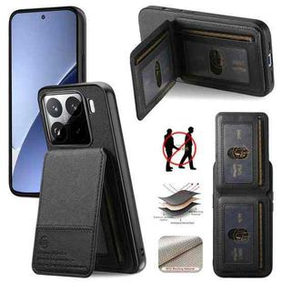 For Xiaomi 15 Pro Twill Fabric Leather Vertical Flip RFID Card Bag Phone Case(Black)
