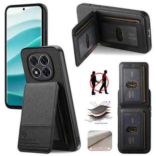 For Redmi Note 14 Pro+ 5G Twill Fabric Leather Vertical Flip RFID Card Bag Phone Case(Black)