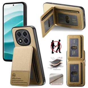 For Redmi Note 14 Pro+ 5G Twill Fabric Leather Vertical Flip RFID Card Bag Phone Case(Khaki)