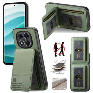 For Redmi Note 14 Pro+ 5G Twill Fabric Leather Vertical Flip RFID Card Bag Phone Case(Green)