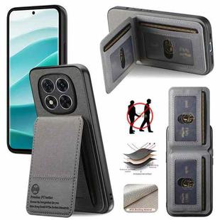 For Redmi Note 14 Pro+ 5G Twill Fabric Leather Vertical Flip RFID Card Bag Phone Case(Gray)