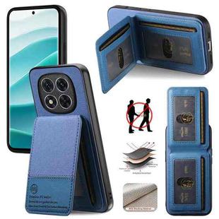 For Redmi Note 14 Pro+ 5G Twill Fabric Leather Vertical Flip RFID Card Bag Phone Case(Blue)
