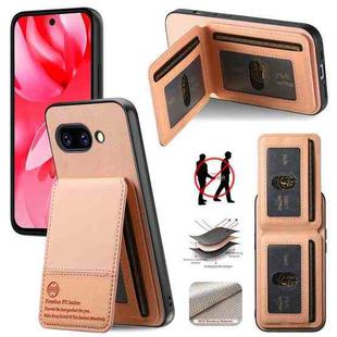 For Google Pixel 9a Twill Fabric Leather Vertical Flip RFID Card Bag Phone Case(Pink)