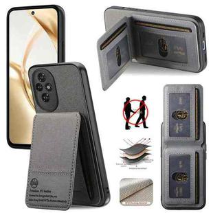 For Honor 200 Twill Fabric Leather Vertical Flip RFID Card Bag Phone Case(Gray)