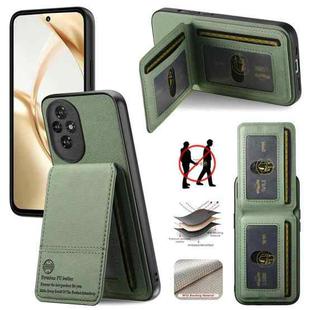 For Honor 200 Pro Twill Fabric Leather Vertical Flip RFID Card Bag Phone Case(Green)
