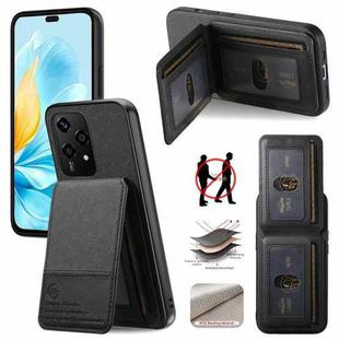 For Honor 200 Lite Twill Fabric Leather Vertical Flip RFID Card Bag Phone Case(Black)