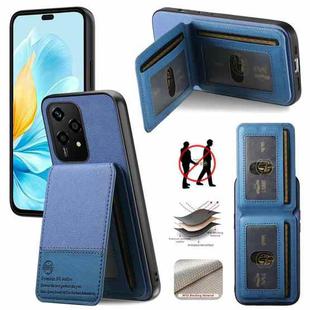 For Honor 200 Lite Twill Fabric Leather Vertical Flip RFID Card Bag Phone Case(Blue)