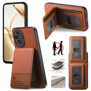 For Honor 300 Pro Twill Fabric Leather Vertical Flip RFID Card Bag Phone Case(Brown)