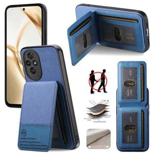 For Honor 300 Pro Twill Fabric Leather Vertical Flip RFID Card Bag Phone Case(Blue)