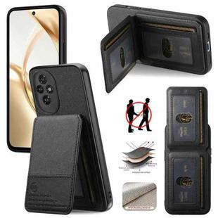 For Honor 300 Ultra Twill Fabric Leather Vertical Flip RFID Card Bag Phone Case(Black)
