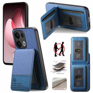 For OPPO Reno13 Pro Global Twill Fabric Leather Vertical Flip RFID Card Bag Phone Case(Blue)