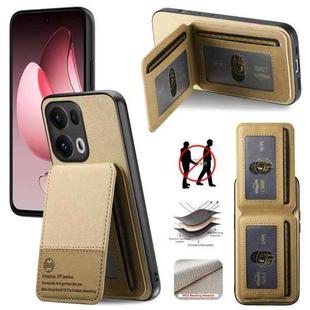 For OPPO Reno13  Global Twill Fabric Leather Vertical Flip RFID Card Bag Phone Case(Khaki)