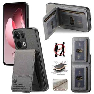 For OPPO Reno13  Global Twill Fabric Leather Vertical Flip RFID Card Bag Phone Case(Gray)