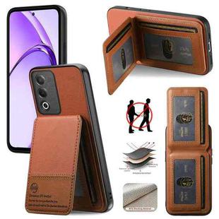 For OPPO A3X 4G Twill Fabric Leather Vertical Flip RFID Card Bag Phone Case(Brown)