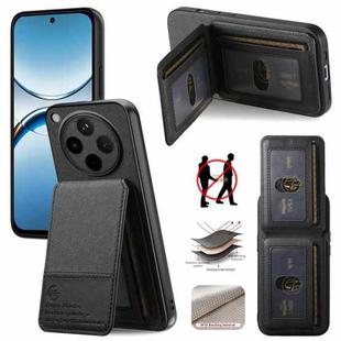 For OPPO Find X8 Pro Twill Fabric Leather Vertical Flip RFID Card Bag Phone Case(Black)