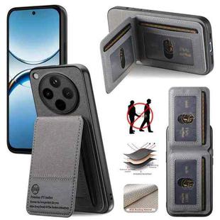 For OPPO Find X8 Pro Twill Fabric Leather Vertical Flip RFID Card Bag Phone Case(Gray)