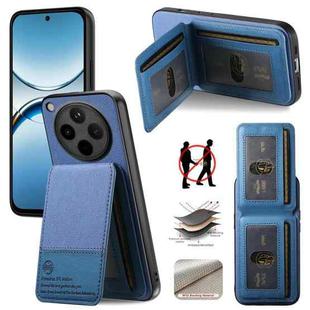 For OPPO Find X8 Pro Twill Fabric Leather Vertical Flip RFID Card Bag Phone Case(Blue)