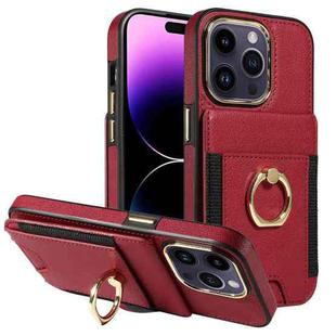 For iPhone 16 Pro Max Ring Multifunctional Vertical Flip Wallet Back Cover Leather Phone Case(Red)