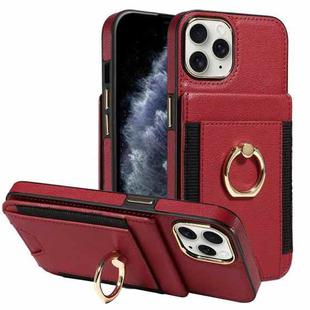For iPhone 13 Pro Max Ring Multifunctional Vertical Flip Wallet Back Cover Leather Phone Case(Red)