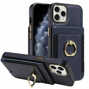 For iPhone 13 Pro Max Ring Multifunctional Vertical Flip Wallet Back Cover Leather Phone Case(Dark Blue)