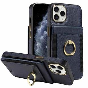 For iPhone 11 Pro Max Ring Multifunctional Vertical Flip Wallet Back Cover Leather Phone Case(Dark Blue)