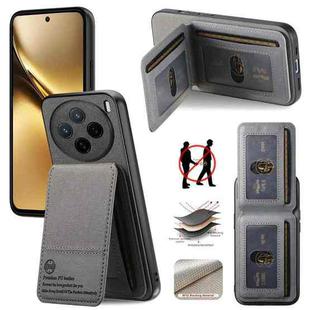 For vivo X200 Twill Fabric Leather Vertical Flip RFID Card Bag Phone Case(Gray)