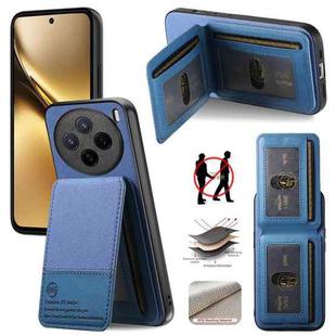 For vivo X200 Twill Fabric Leather Vertical Flip RFID Card Bag Phone Case(Blue)