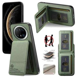 For Huawei Mate 70 Twill Fabric Leather Vertical Flip RFID Card Bag Phone Case(Green)