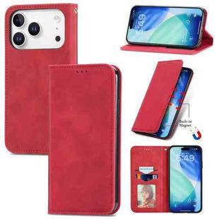 For iPhone 17 Pro Max Retro Skin Feel Magnetic Flip Leather Phone Case(Red)