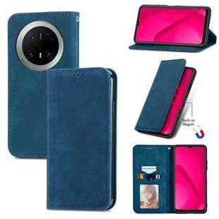 For Huawei Mate 70 Pro Retro Skin Feel Magnetic Flip Leather Phone Case(Blue)
