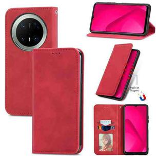 For Huawei Mate 70 Pro Retro Skin Feel Magnetic Flip Leather Phone Case(Red)