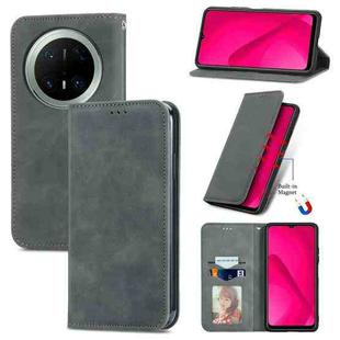 For Huawei Mate 70 Pro Retro Skin Feel Magnetic Flip Leather Phone Case(Gray)