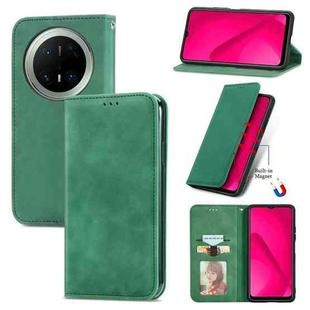 For Huawei Mate 70 Pro+ Retro Skin Feel Magnetic Flip Leather Phone Case(Green)