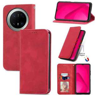 For Huawei Mate 70 Pro+ Retro Skin Feel Magnetic Flip Leather Phone Case(Red)